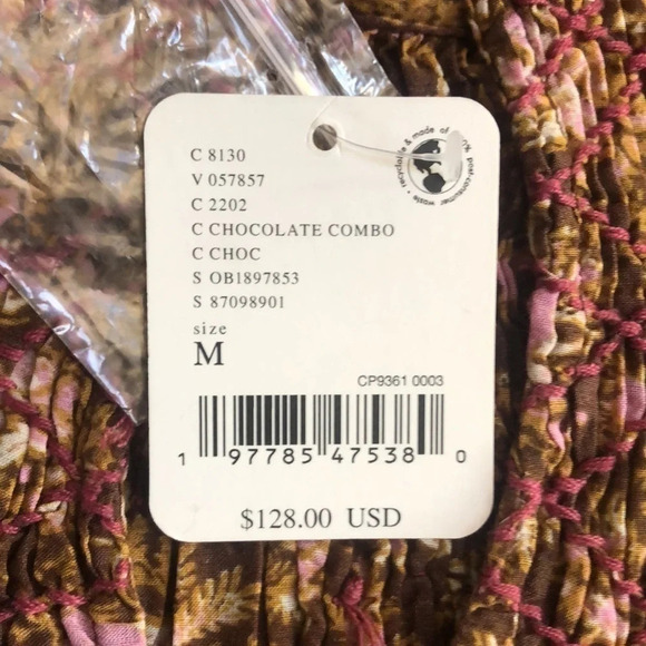 Free People Shea floral dress chocolate combo Medium New with Tags - Picture 12 of 13